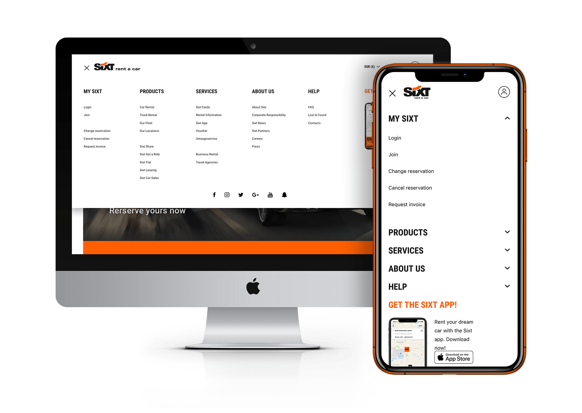 Palmy Studio - SIXT Navigation Redesign - web design website development ux design ui design branding